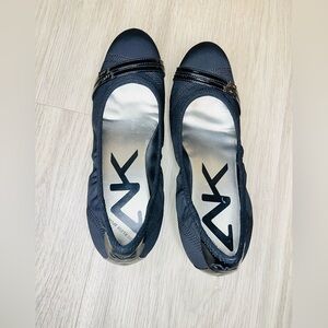 Anne Klein sport patent toe black wedges size 7M